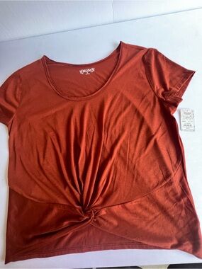 MUDD RUST SHORT SLEEVE KNOT FRONT TEE SHIRT  SCOOP NECK. SIZE XL   NWT